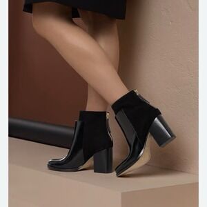 WANT Les ESSENTIELS Burgundy Suede Leather Block Heel Ankle Boots Size 38 US 7.5